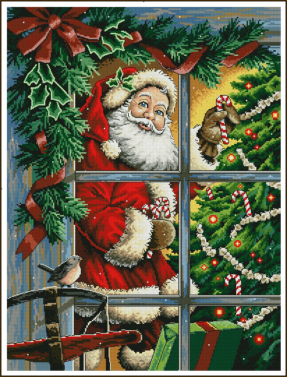 Санта с сахарными тросточками (08734) (набор для вишивки Dimensions. The Golden Collection.) (фото)