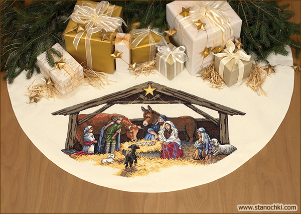 Dimensions 08814 Nativity Scene Tree Skirt Юбка под елку Место Рождества (набор для вишивки Dimensions. The Golden Collection.) (фото)
