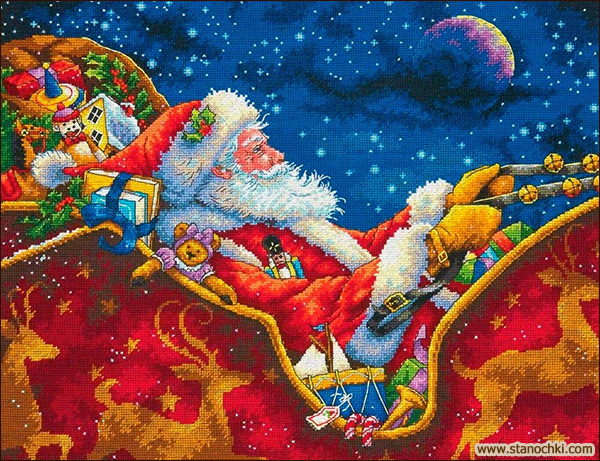 Dimensions Santa's Midnight Ride 70-08934 Ночная поездка Санты набор для вишивки Dimensions The Golden Collection (фото)