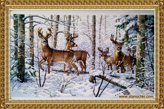 Олени зимой (35130) Woodland Winter (набор для вишивки Dimensions. The Golden Collection.) (фото)
