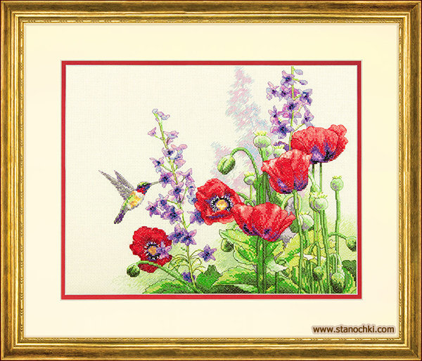 Dimensions 70-35344 Hummingbird and Poppies       Dimensions ()