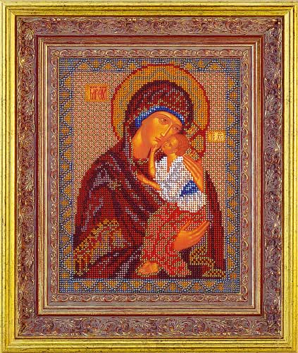 Ярославская Богородица (В-152 Кроше) Икона Кроше (Вишивка бісером) (фото)
