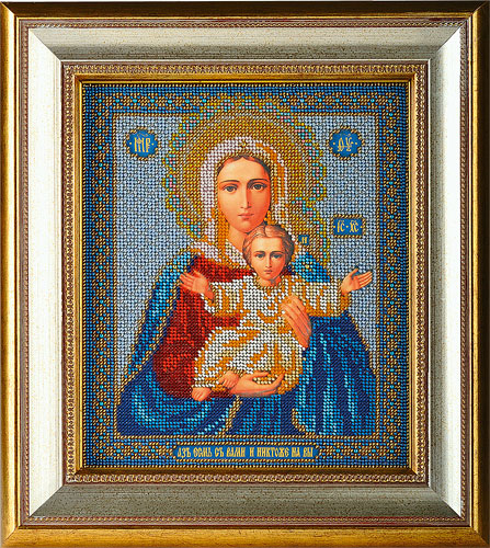 Богородица Леушинская (В-156 Кроше) Икона Кроше (Вишивка бісером) (фото)