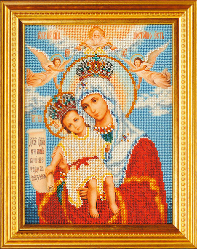 Богородица Милующая (В-168 Кроше) Икона Кроше (Вишивка бісером) (фото)
