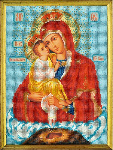 Богородица Почаевская (В-170 Кроше) Икона Кроше (Вишивка бісером) (фото)