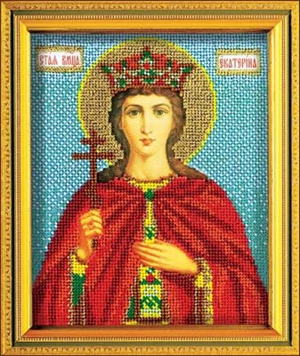 Святая Екатерина (В-315 Кроше) Икона Кроше (Вишивка бісером) (фото)